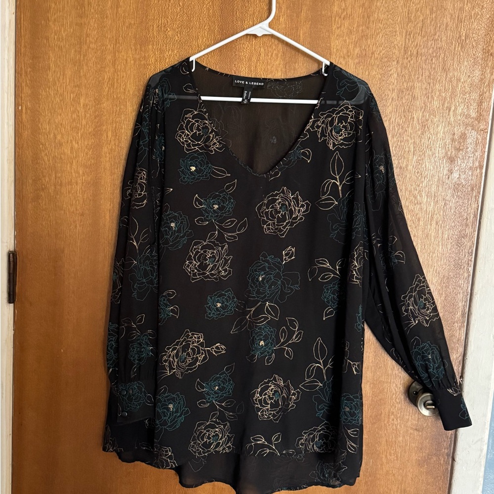 Love & Legend Black & Gold  Graphic Blouse